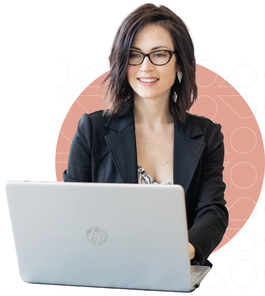 Samantha Hartley teaching with a laptop